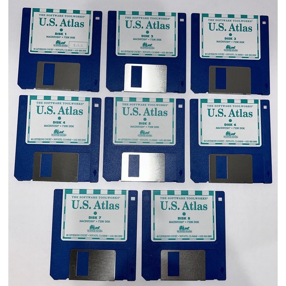 Toolworks U.S. Atlas Complete Floppy Disk Series Vintage Software